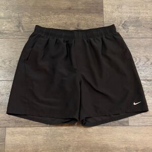 Vintage Nike Swim Spellout Drawstring Black Swim Trunks Board Shorts Men's XL